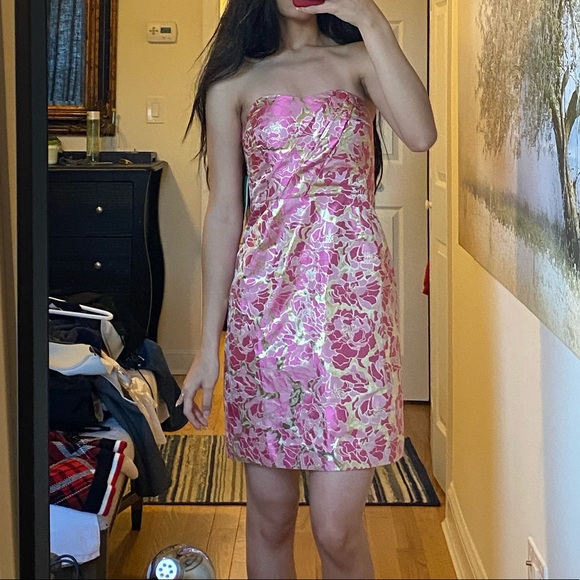 NWT Lilly Pulitzer pink/gold dress 💕🎉 - Picture 7 of 8